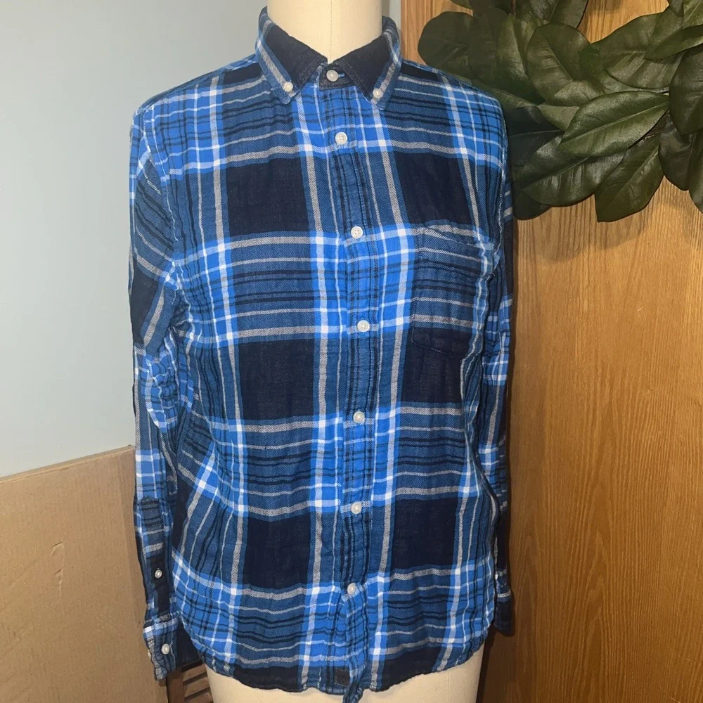 Banana Republic Long‎ Sleeve Untucked Slim Fit Flannel Shirt Men's Size L